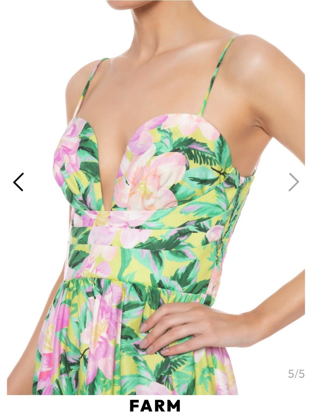 FARM Rio Green Floral Maxi Dress with Pink Blooms - Picture 4 of 7